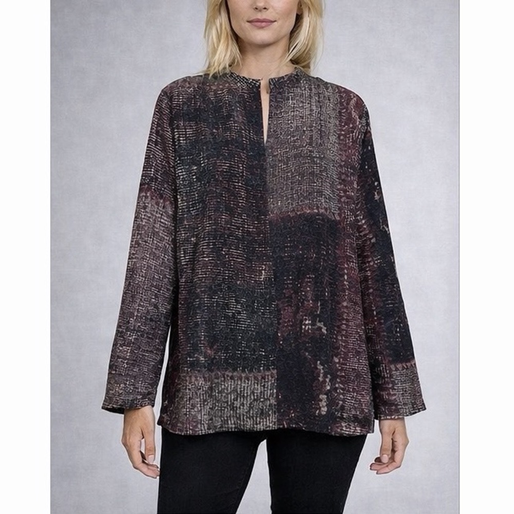 OSKA Abstract Oversized Tunic Top | Printed Cupro | Lagenlook Luxury